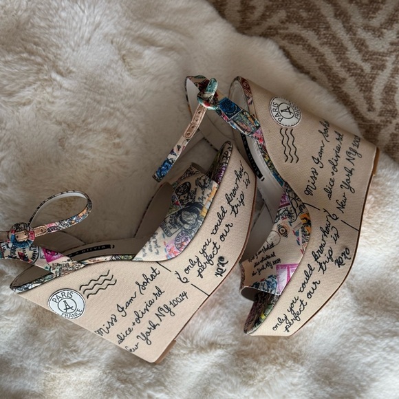 SOLD Alice & Olivia wedges unique sandals ankle strap shoes - Picture 6 of 14